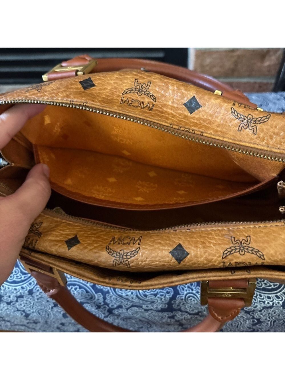 Vintage MCM Cognac Visetos Monogram Boston Bag - Picture 11 of 11